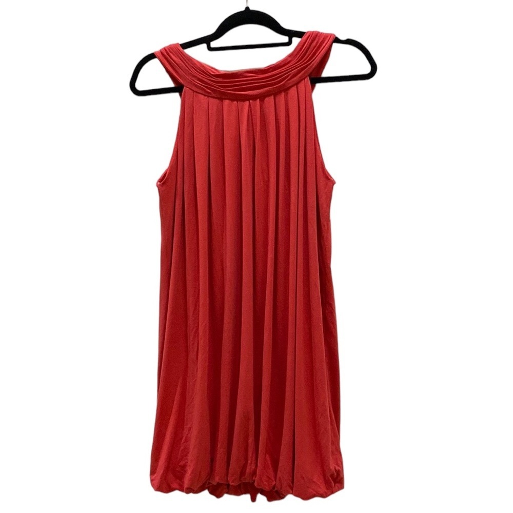 Zara Balloon Dress Color Red boat neck Sleeveless Completely Lined  Size Small